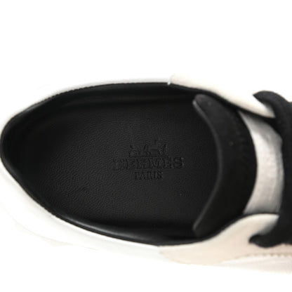 Hermes Goatskin Suede Goatskin Bouncing Sneakers 35 White Black 6 of 9
