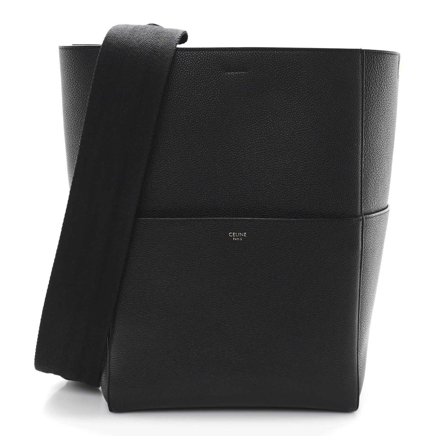 Celine Soft Grained Calfskin Sangle Bucket Bag Black 1 of 10