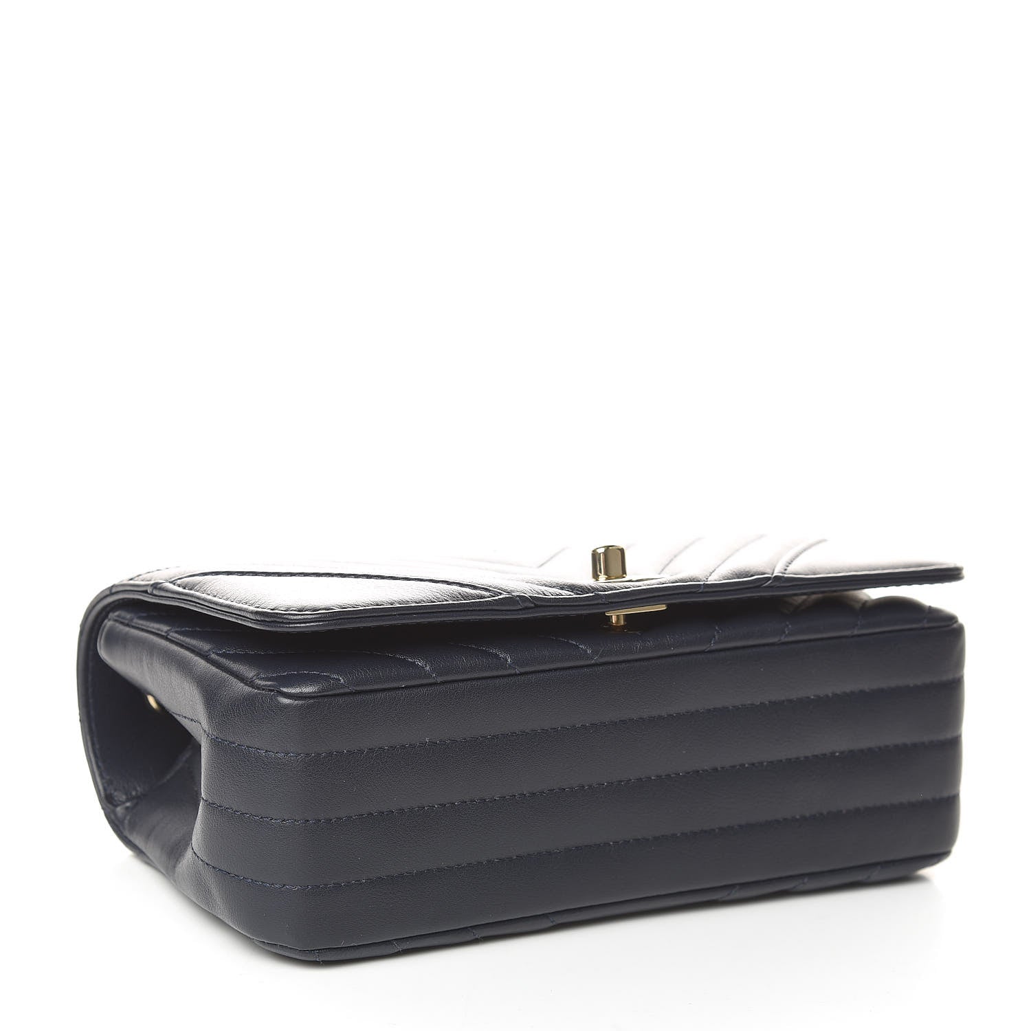 Chanel Calfskin Chevron Quilted Mini Statement Flap Navy Blue 4 of 10