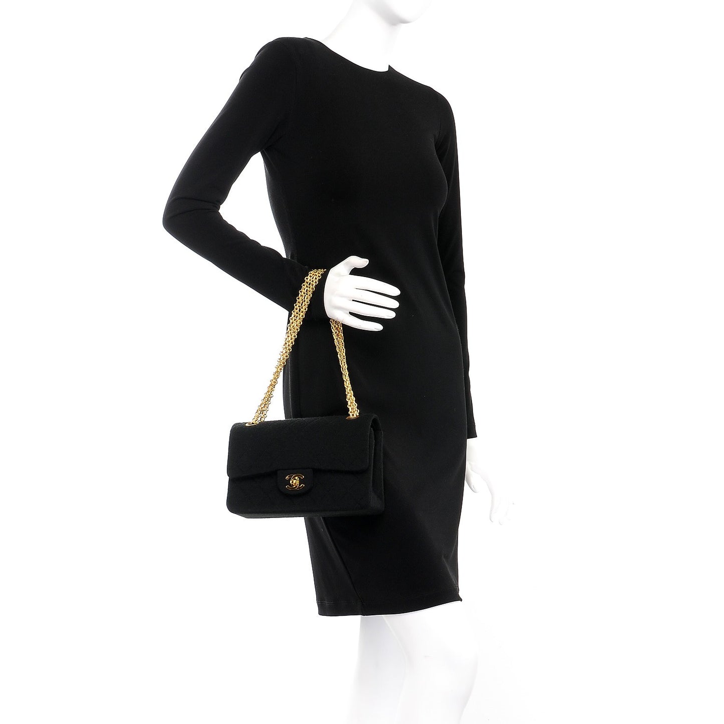 Jersey Quilted Small Double Flap Black