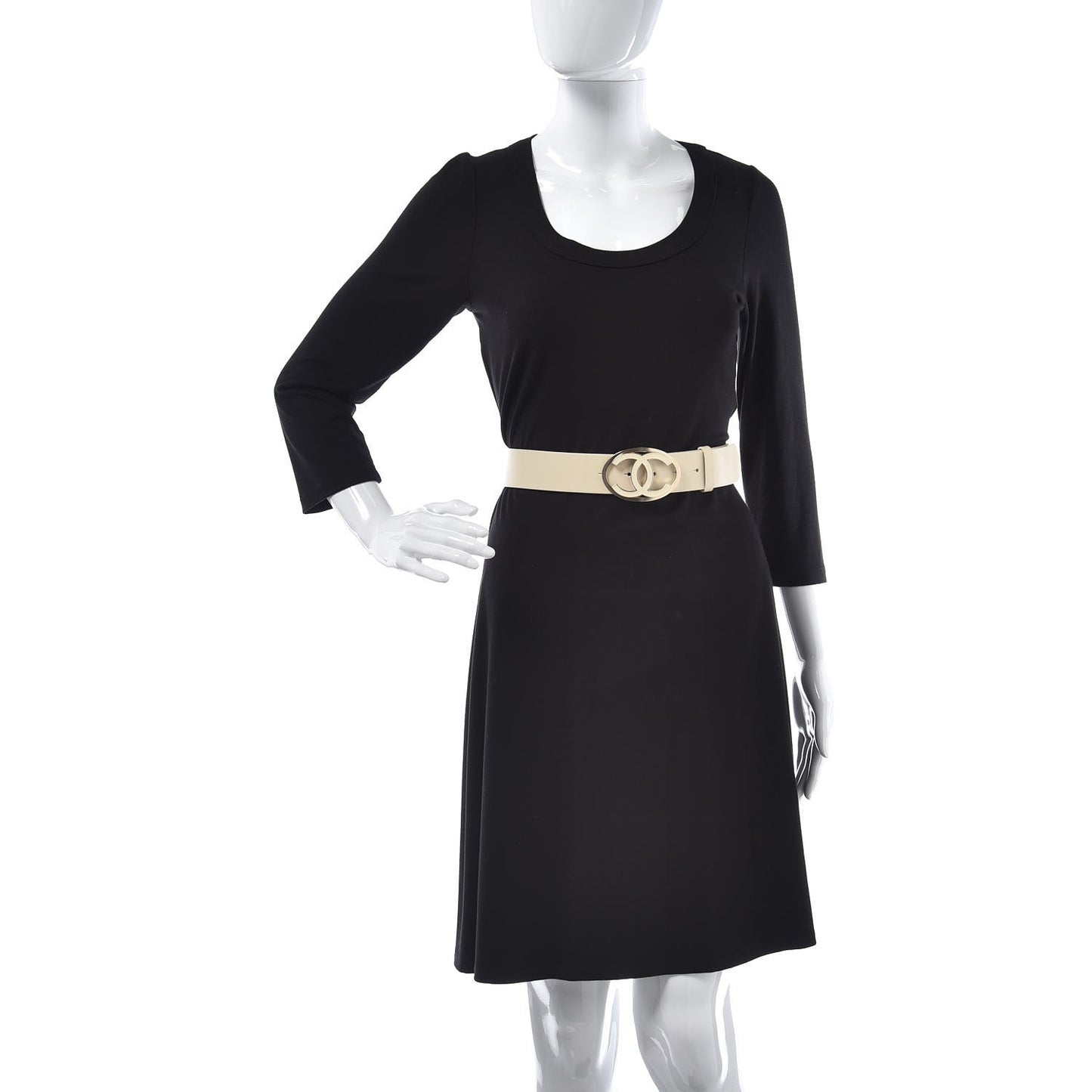 Calfskin Enamel CC Logo Belt 95 38 Light Beige