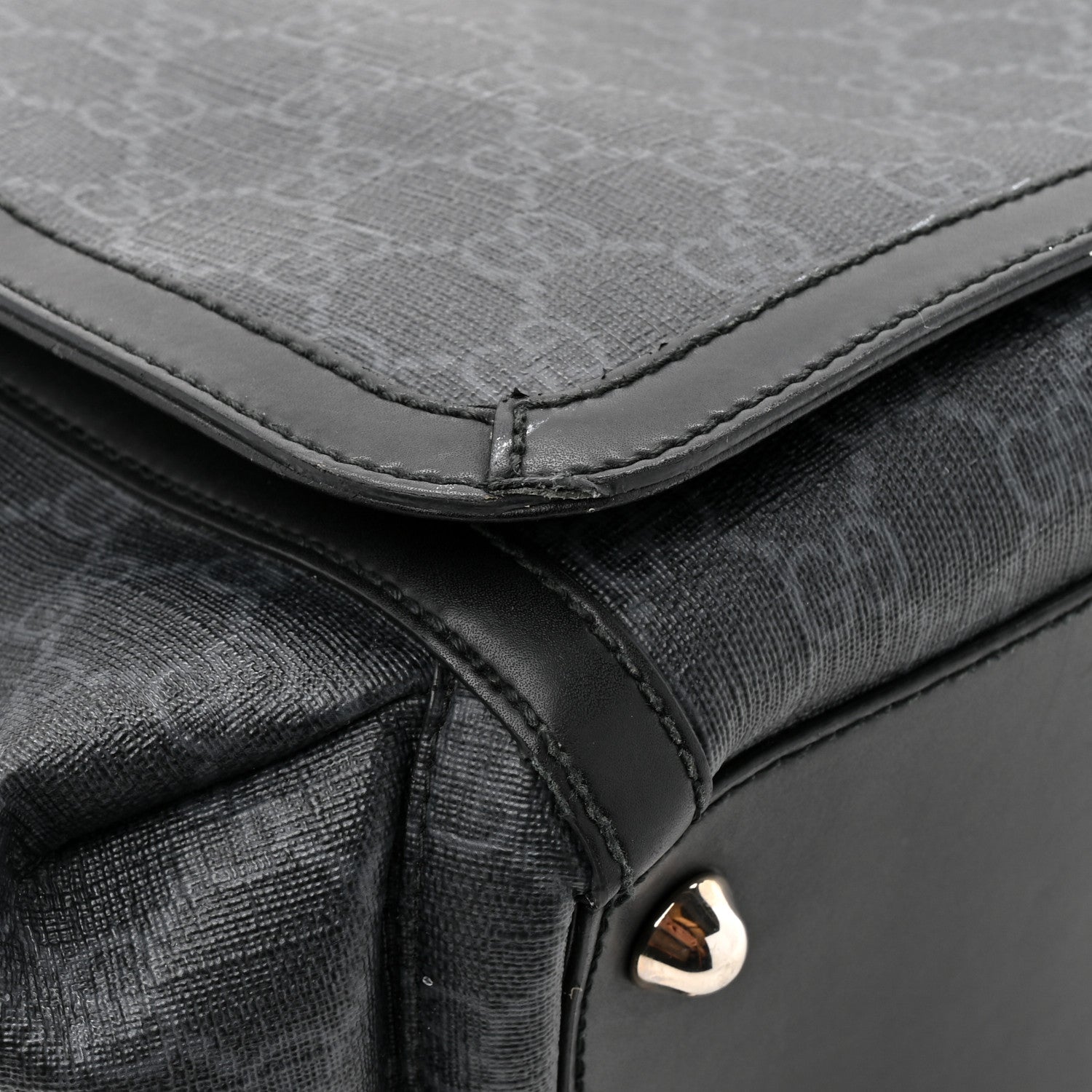 Gucci GG Supreme Monogram Web Messenger Diaper Bag Black Grey 12 of 14