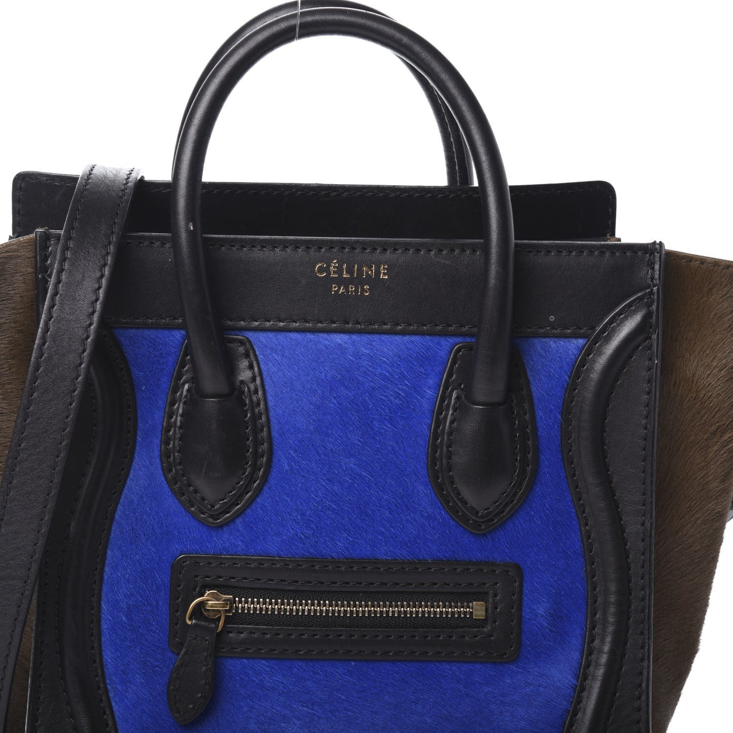 Pony Hair Nano Tri-Color Luggage Royal Blue