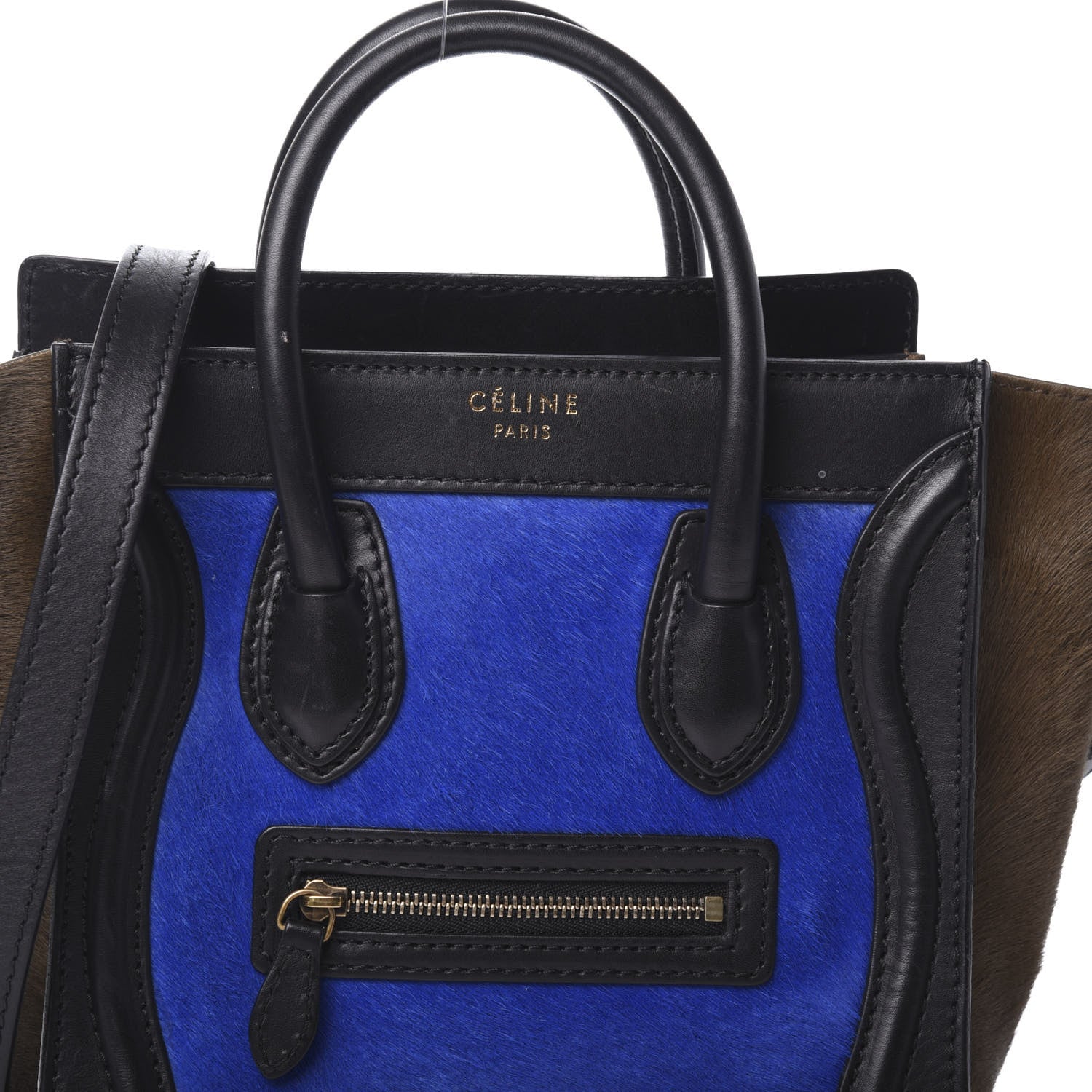 Celine Pony Hair Nano Tri-Color Luggage Royal Blue 7 of 10