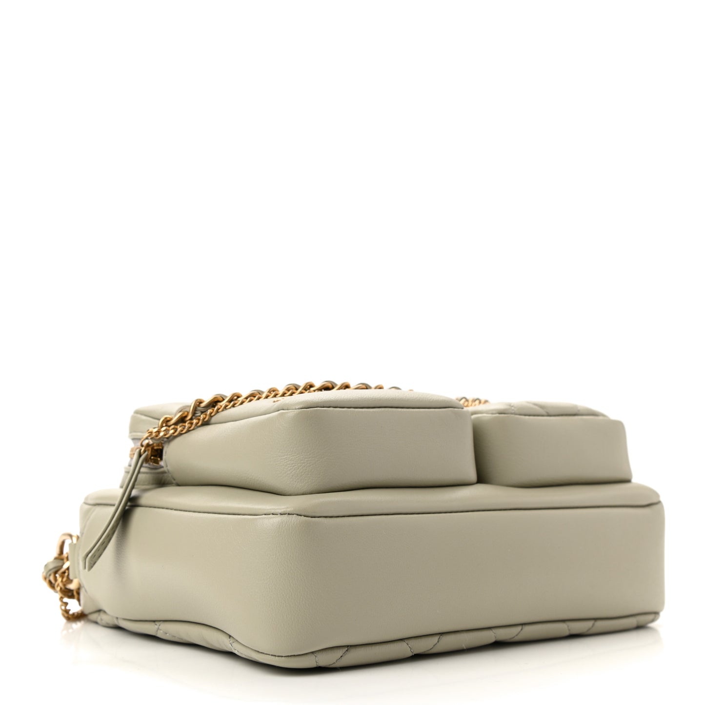 Calfskin Quilted Small Camera Case Grey