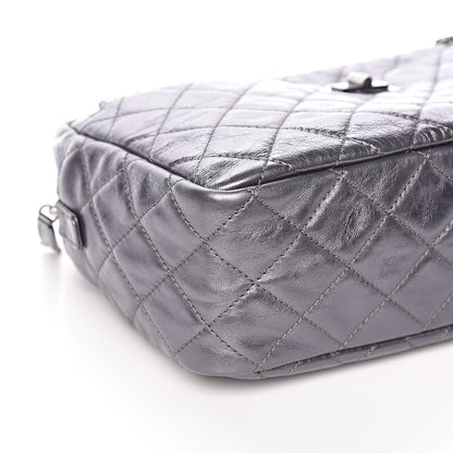 Chanel Metallic Aged Calfskin Quilted Medium Reissue Camera Case Dark Silver 9 of 11