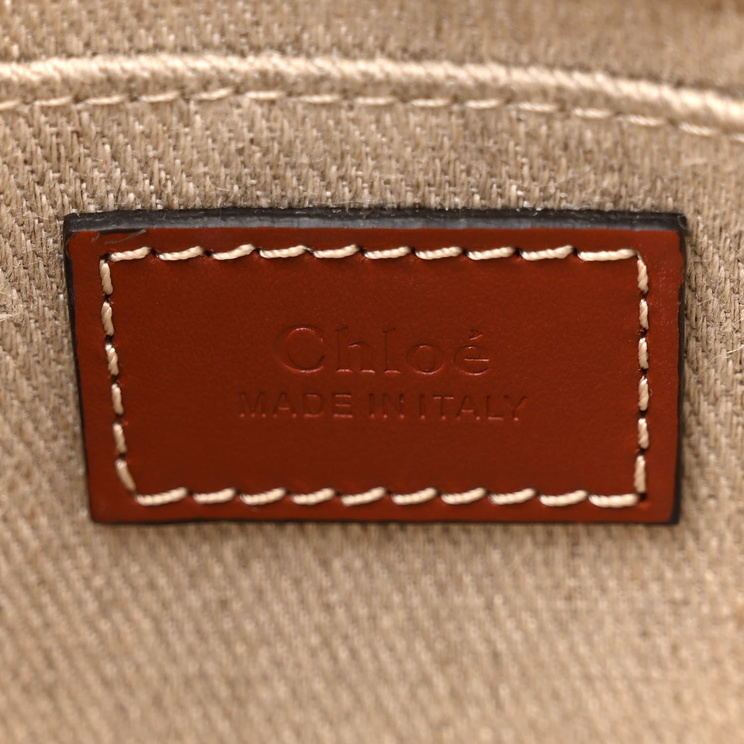 Chloe Cotton Calfskin Mini Woody Ribbon Tote White Brown 6 of 10