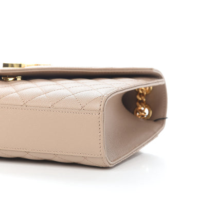 Saint Laurent Grain De Poudre Textured Mixed Matelasse Medium Triquilt Monogram Satchel Dark Beige 8 of 8