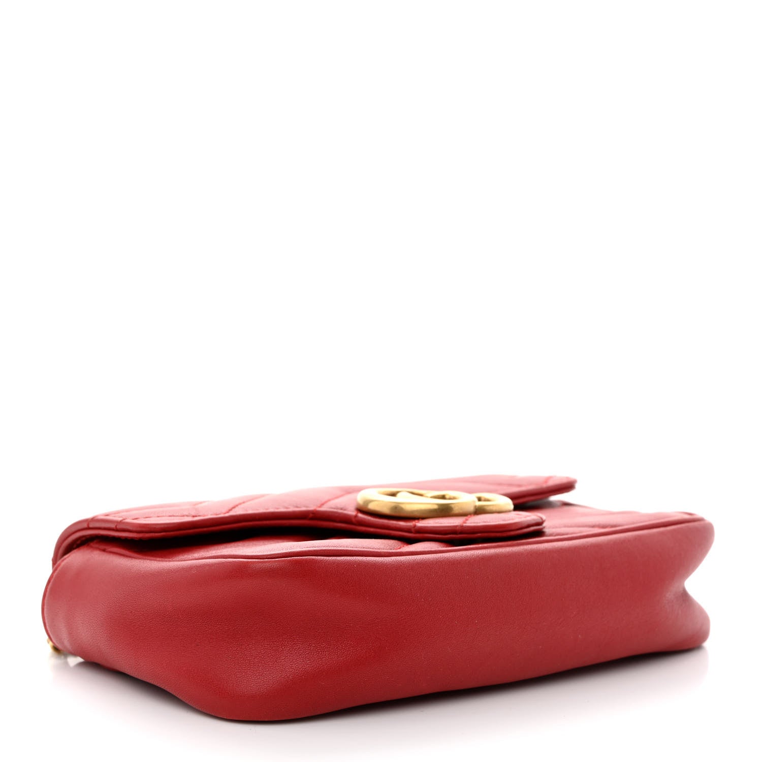 Gucci Calfskin Matelasse Super Mini GG Marmont Shoulder Bag Hibiscus Red 4 of 11