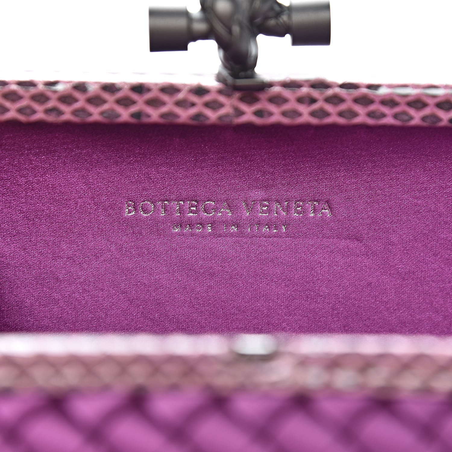 Bottega Veneta Satin Intreccio Impero Ayers Knot Clutch Orchid 6 of 6