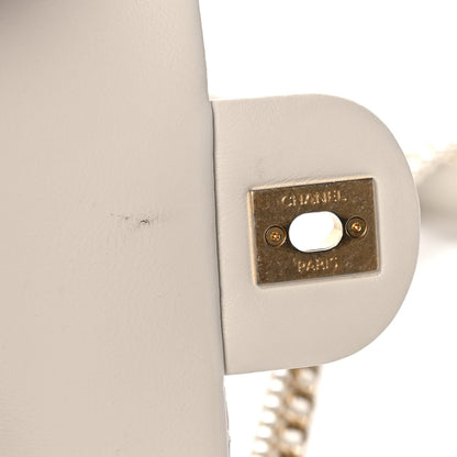 Chanel Calfskin Quilted Mini Crystal Pearls Rectangular Flap White 5 of 12