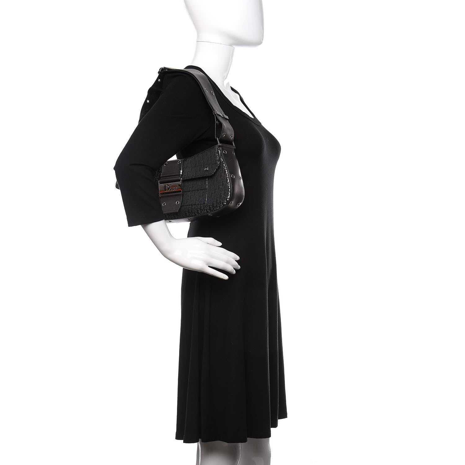 Christian Dior Metallic Monogram Street Chic Shoulder Bag Black 2 of 13