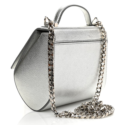Givenchy Metallic Calfskin Mini Pandora Box Chain Crossbody Bag Silver 2 of 9
