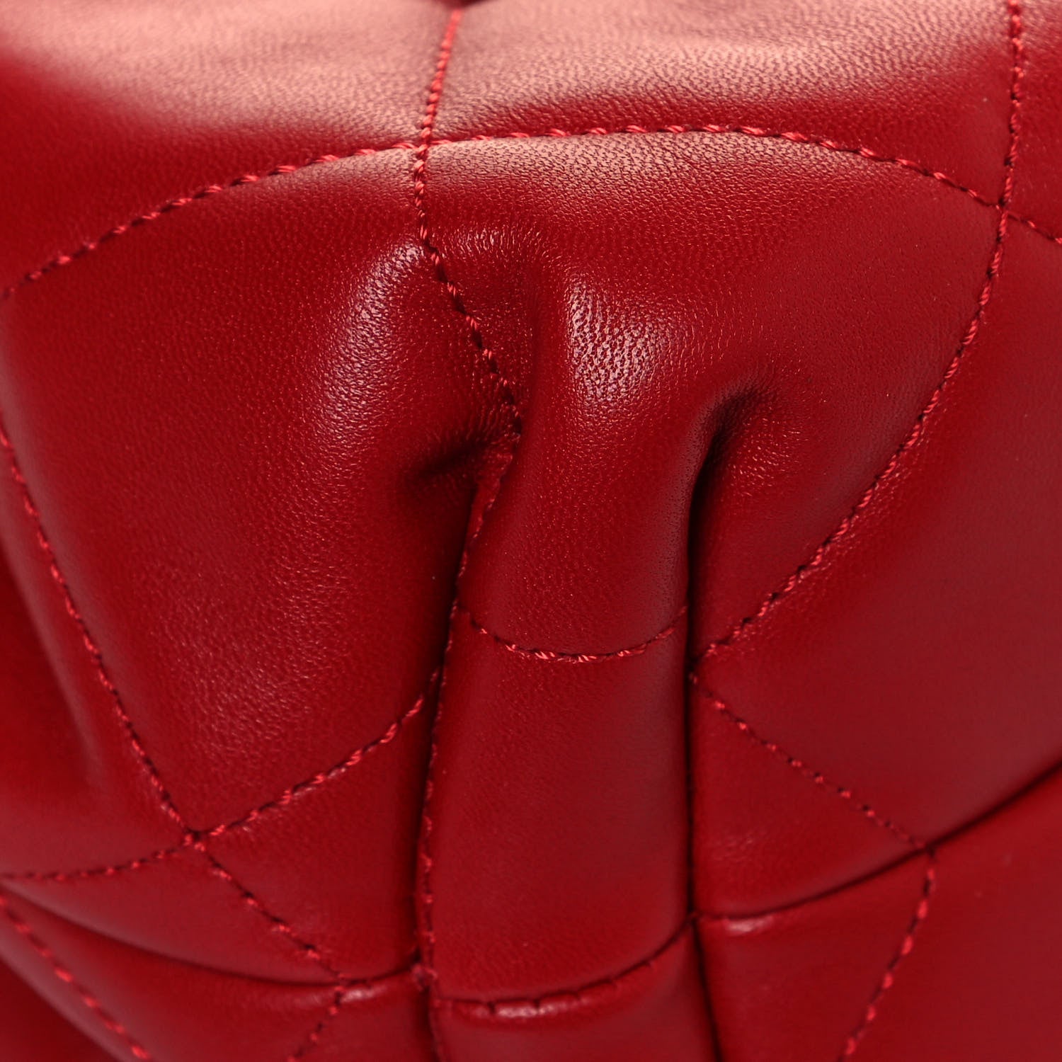 Chanel Lambskin Quilted CC Dweller Drawstring Bucket Bag Red 9 of 13
