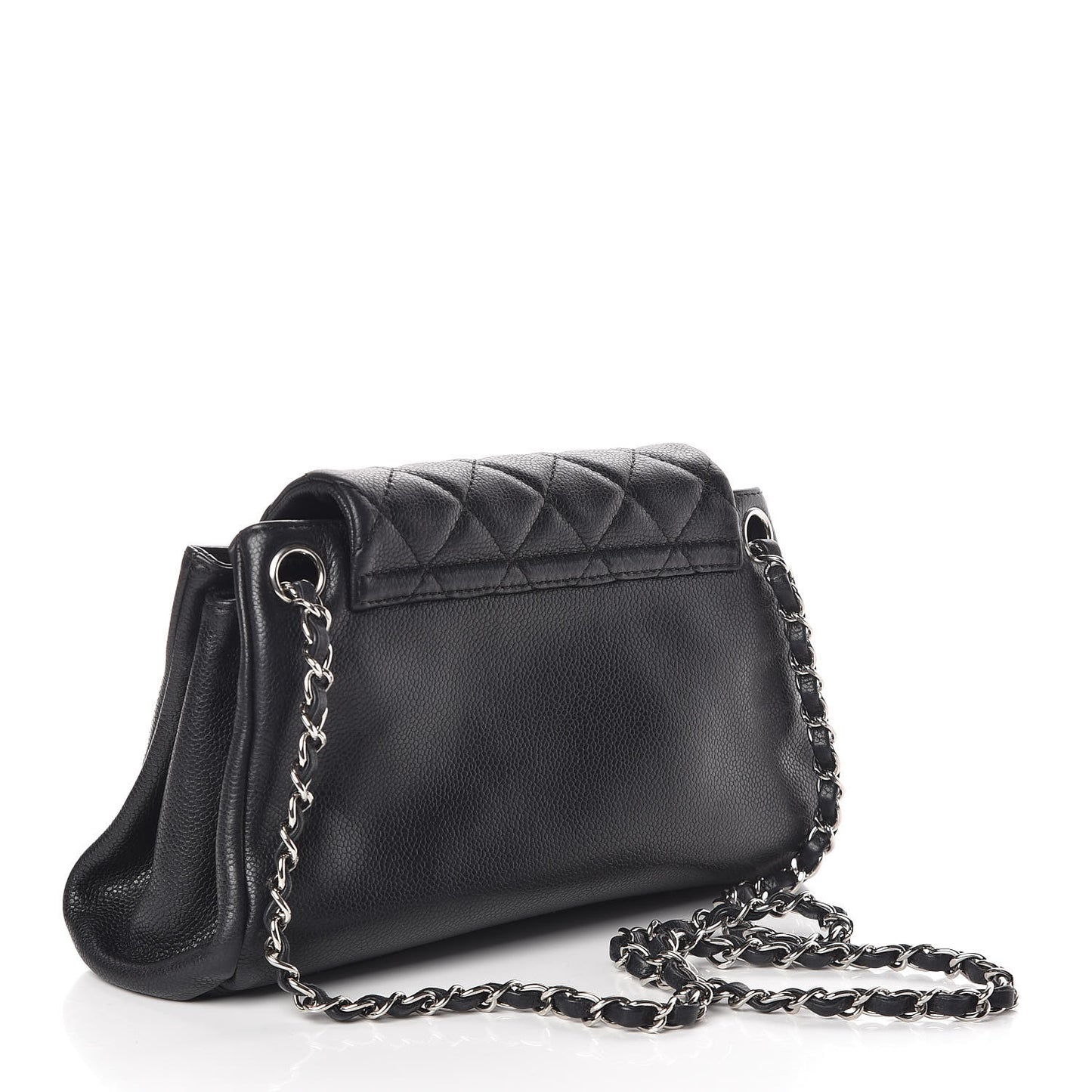 Caviar Quilted Accordion Mademoiselle Flap Black