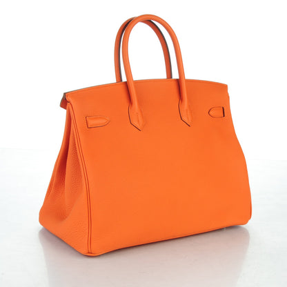 Hermes Togo Horseshoe Birkin 35 Orange Rouge Casaque 3 of 27