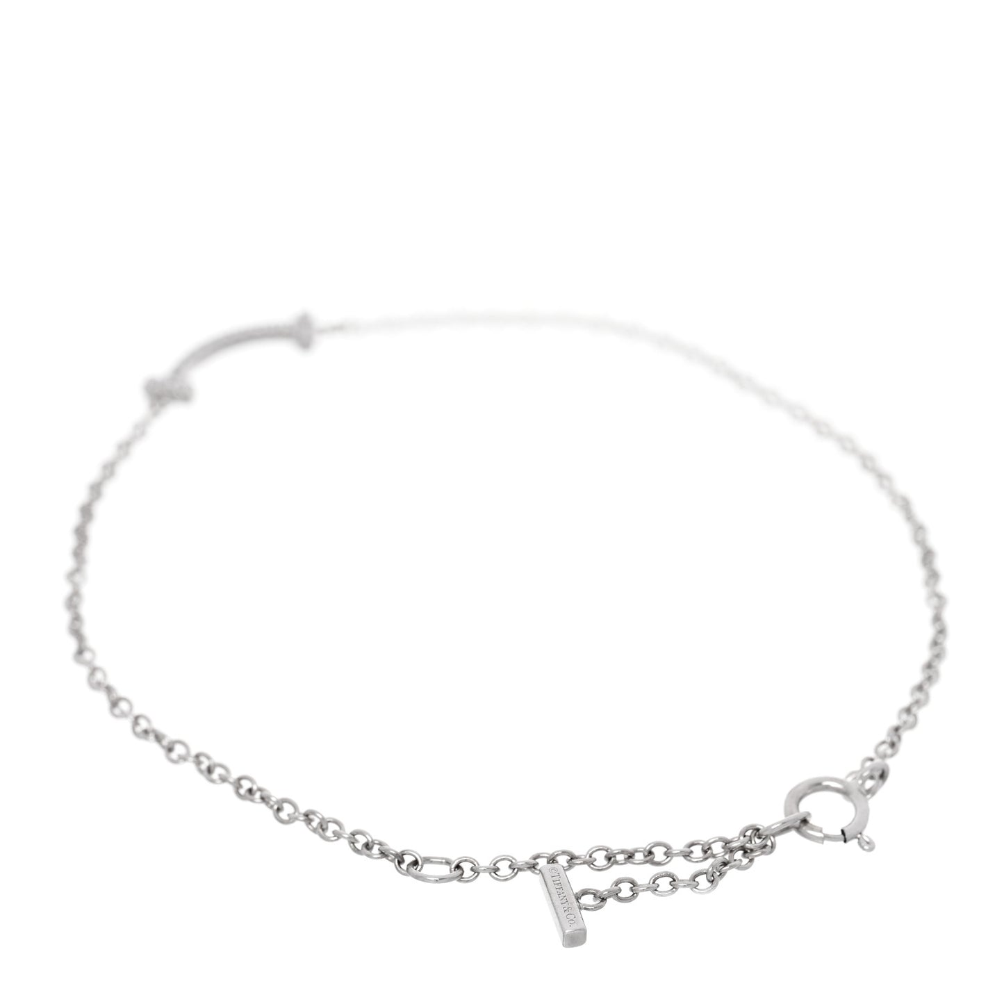 18K White Gold Diamond Mini T Smile Bracelet
