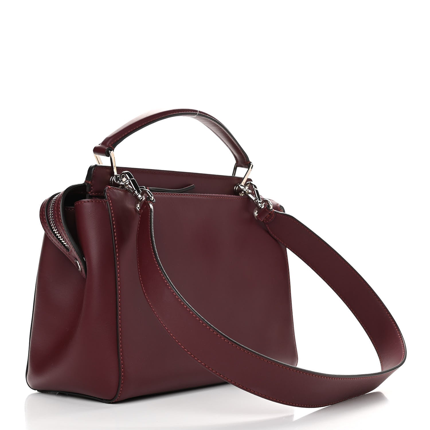 Fendi Vitello Baltico Dolce Shiny Nappa Lace Up DotCom Satchel Bordeaux 3 of 11