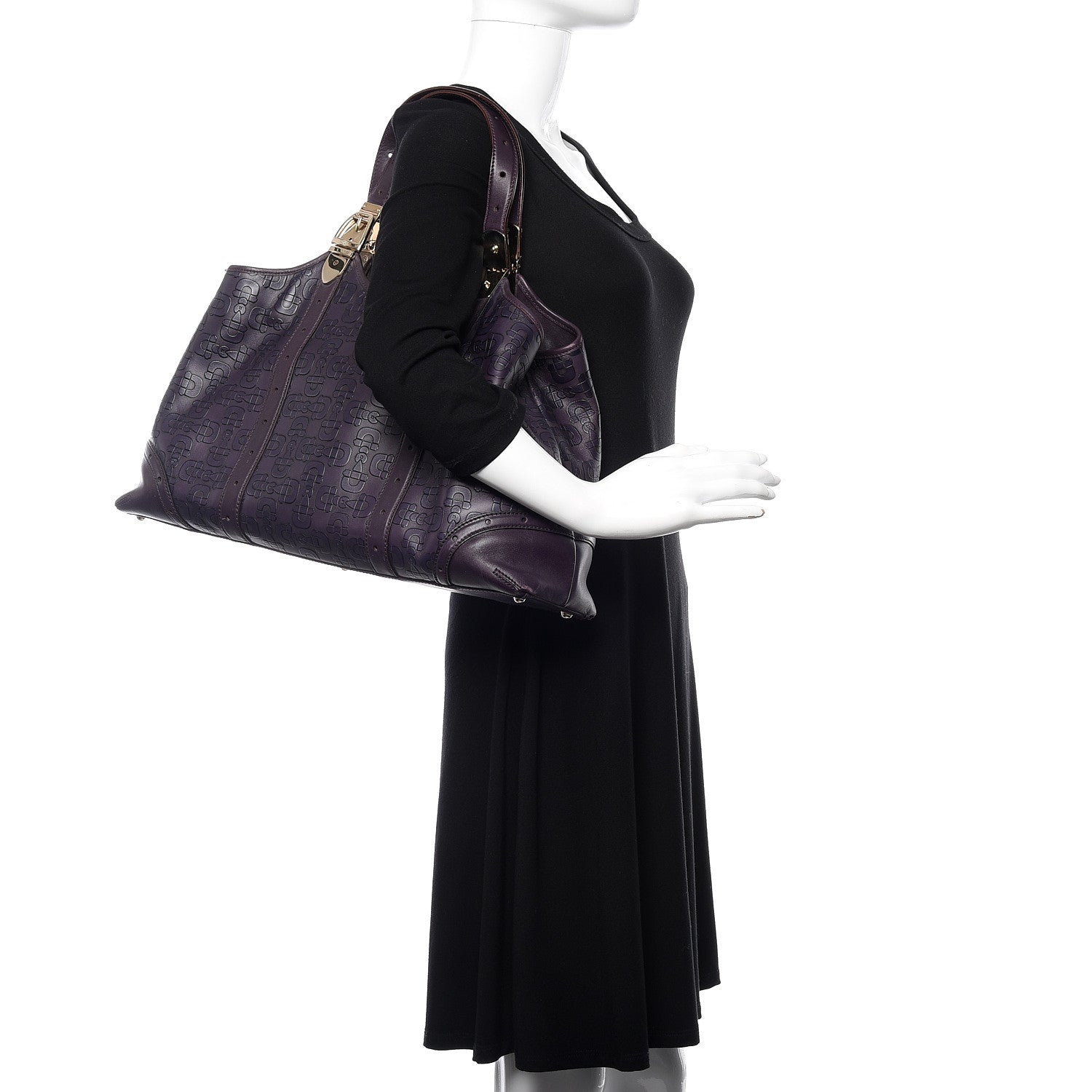 Gucci Calfskin Horsebit Embossed Large Glam Shoulder Bag Purple 2 of 10