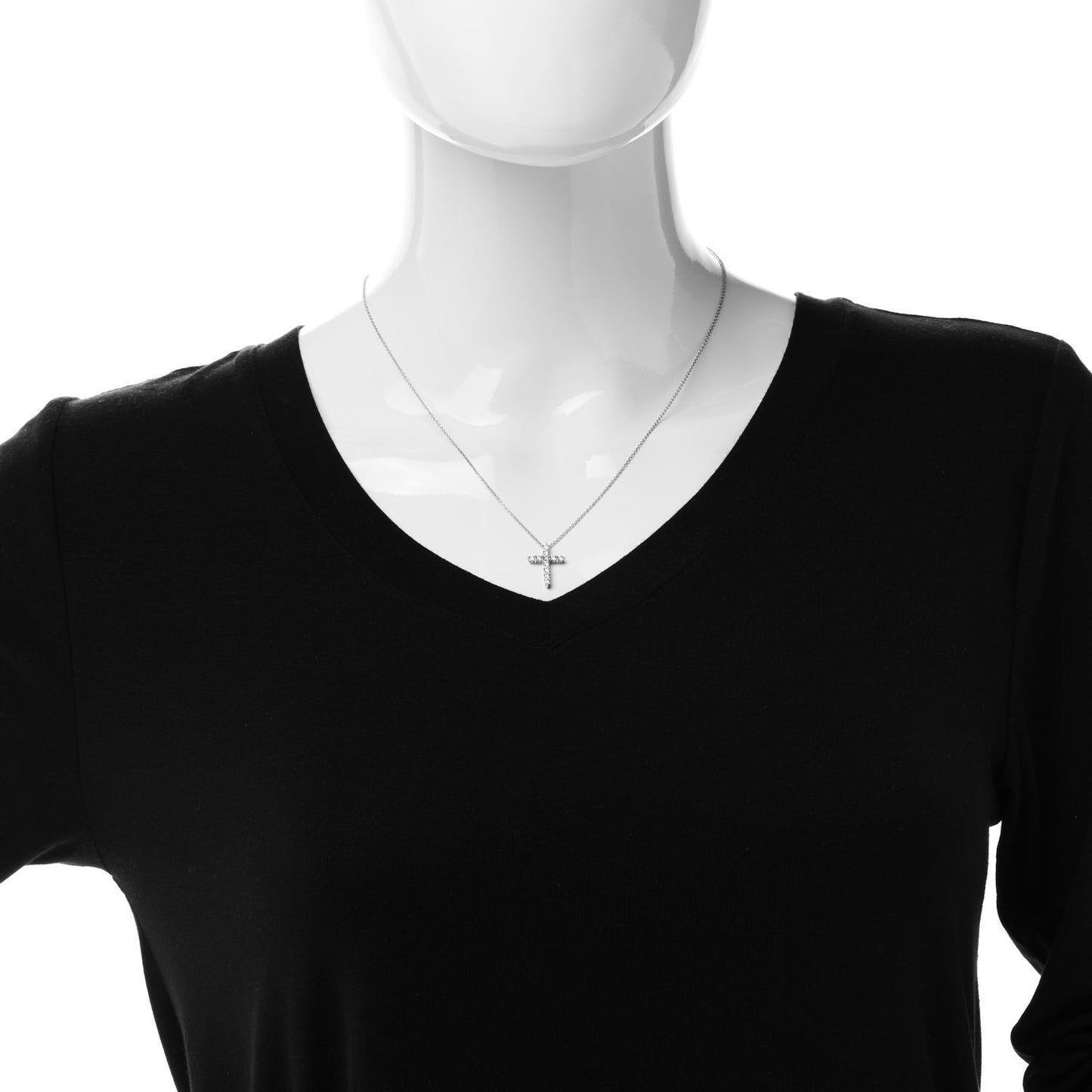 Platinum Diamond Small Cross Pendant Necklace