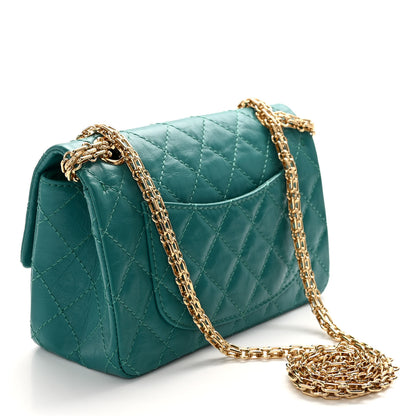 Chanel Aged Calfskin Quilted 2.55 Reissue Mini Flap Green 3 of 12