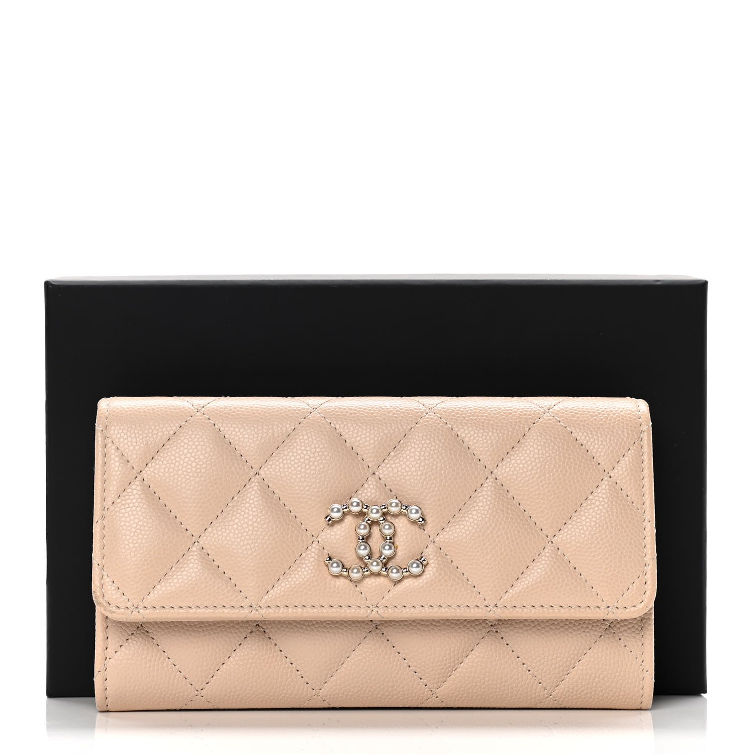 Chanel Caviar Pearl Quilted Coco Candy Wallet Beige 12 of 12