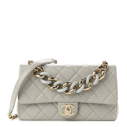 Chanel Lambskin Quilted Resin Bi-Color Chain Flap Bag Grey 1 of 9