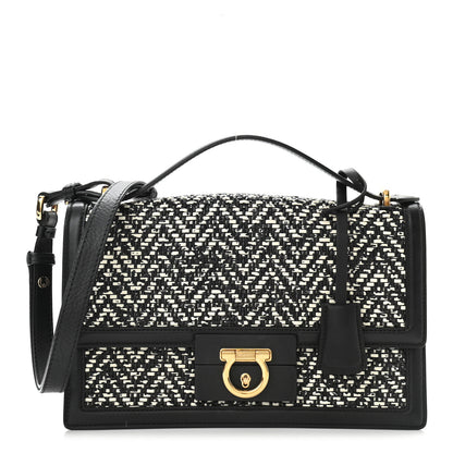 Salvatore Ferragamo Tweed Aileen Bag Black White 1 of 9