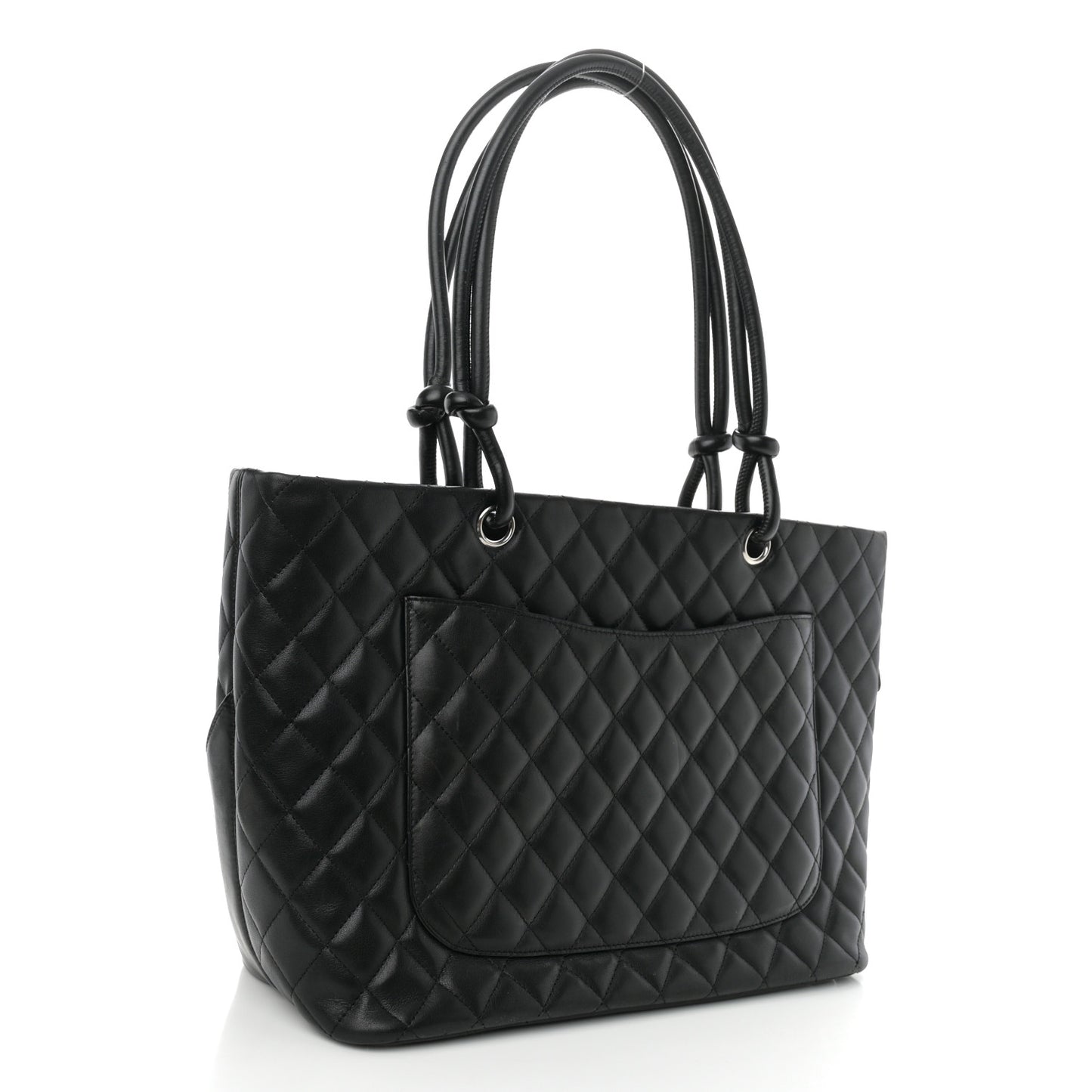 Calfskin Quilted Large Cambon Tote Black