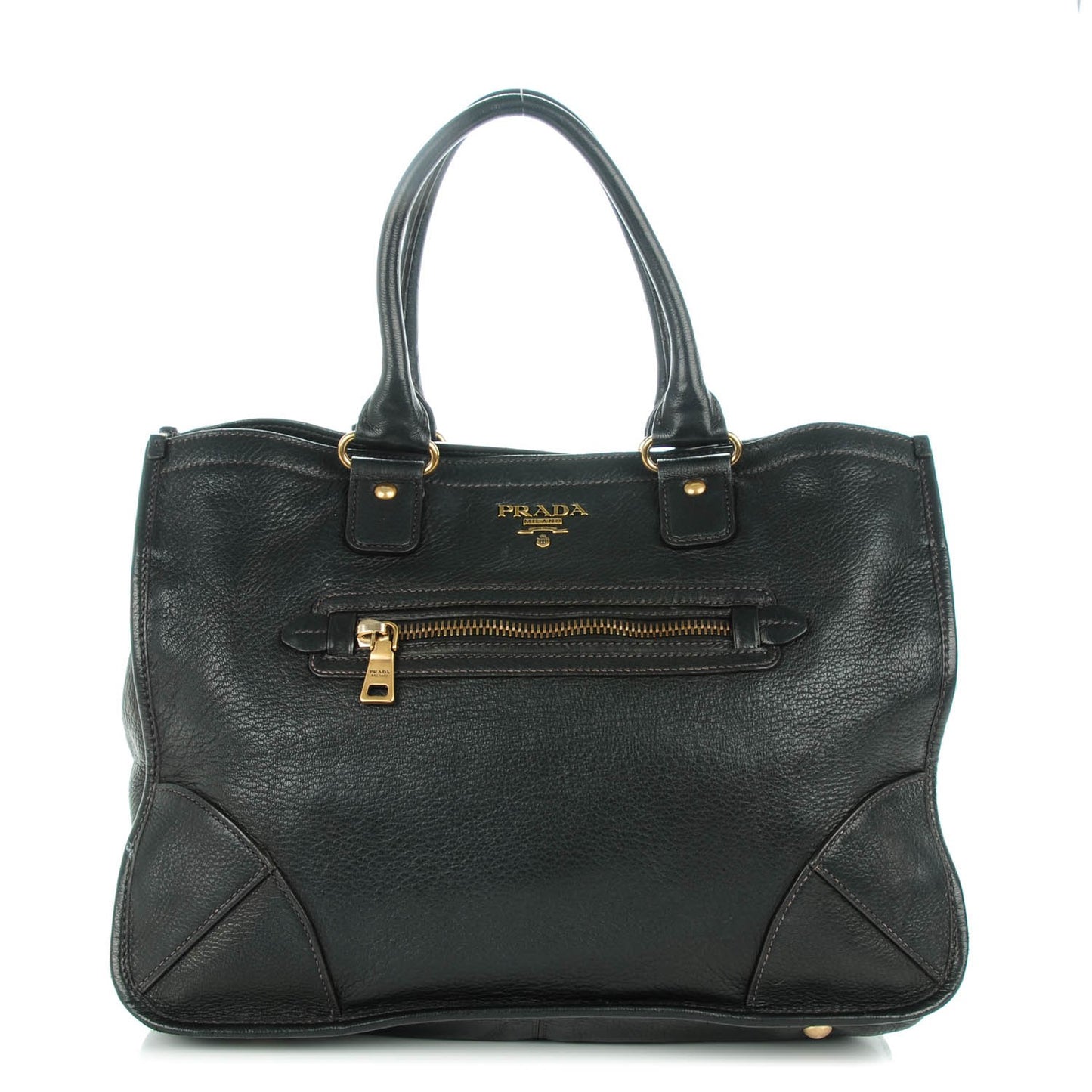 Deerskin Zipper Detail Tote Black
