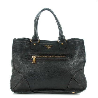 Prada Deerskin Zipper Detail Tote Black 1 of 8