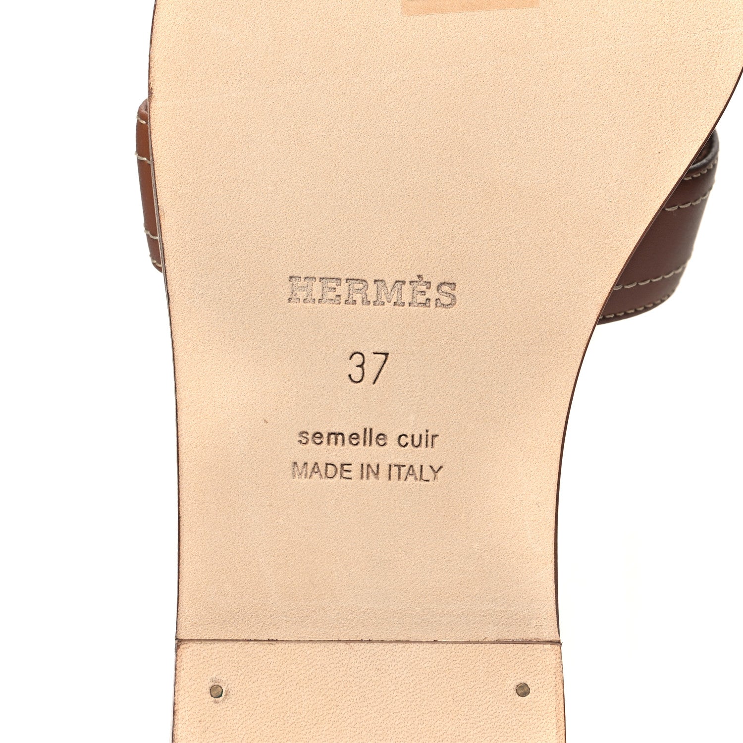 Hermes Calfskin Stitched Oran Sandals 37 6 of 8