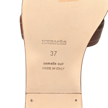 Hermes Calfskin Stitched Oran Sandals 37 6 of 8