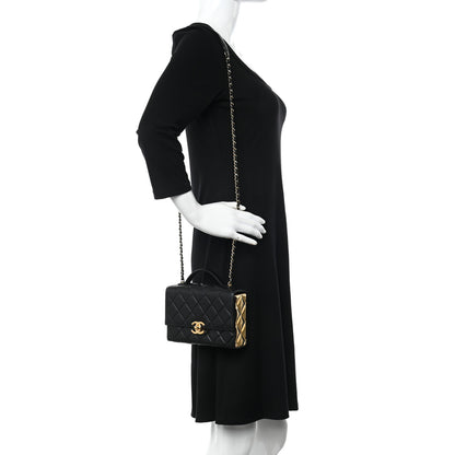 Chanel Lambskin Quilted Mini Golden Plate Flap Black 2 of 11