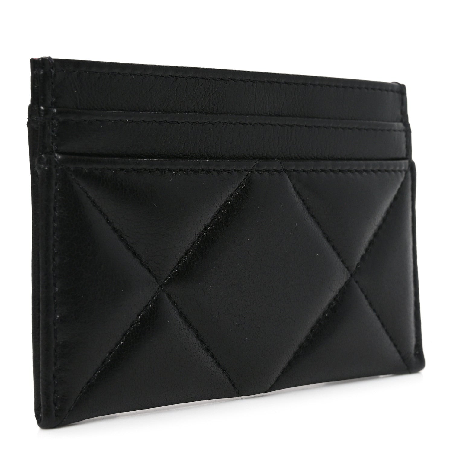 Chanel Lambskin Quilted Chanel 19 Card Holder Black 3 of 9