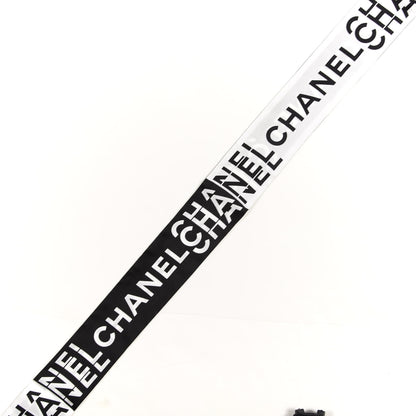 Chanel Silk Logo Slim Bandeau Scarf Black White 3 of 4