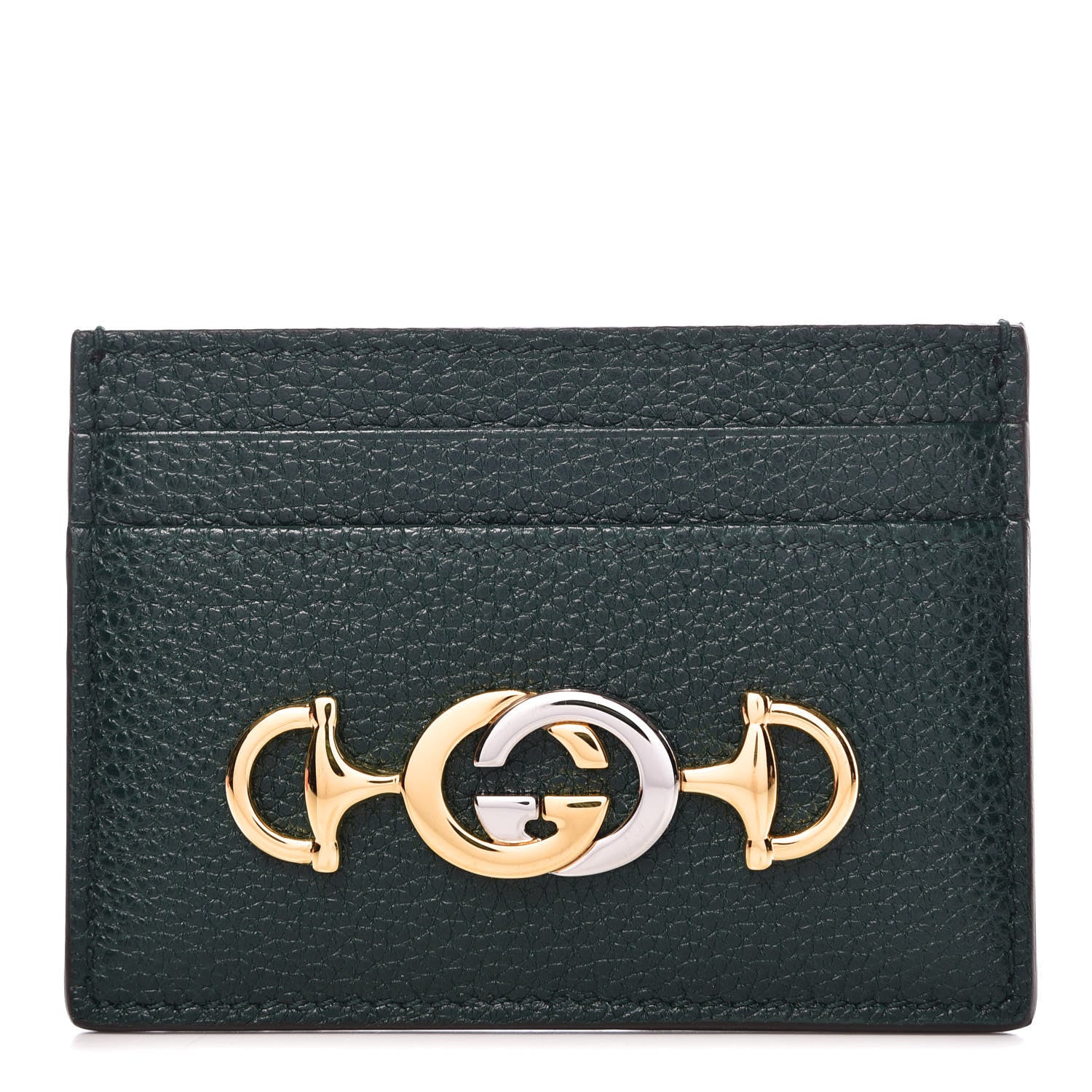 Gucci Grainy Calfskin Zumi Card Holder Vintage Green 1 of 7