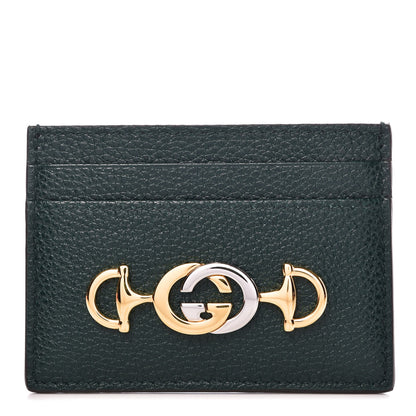 Gucci Grainy Calfskin Zumi Card Holder Vintage Green 1 of 7