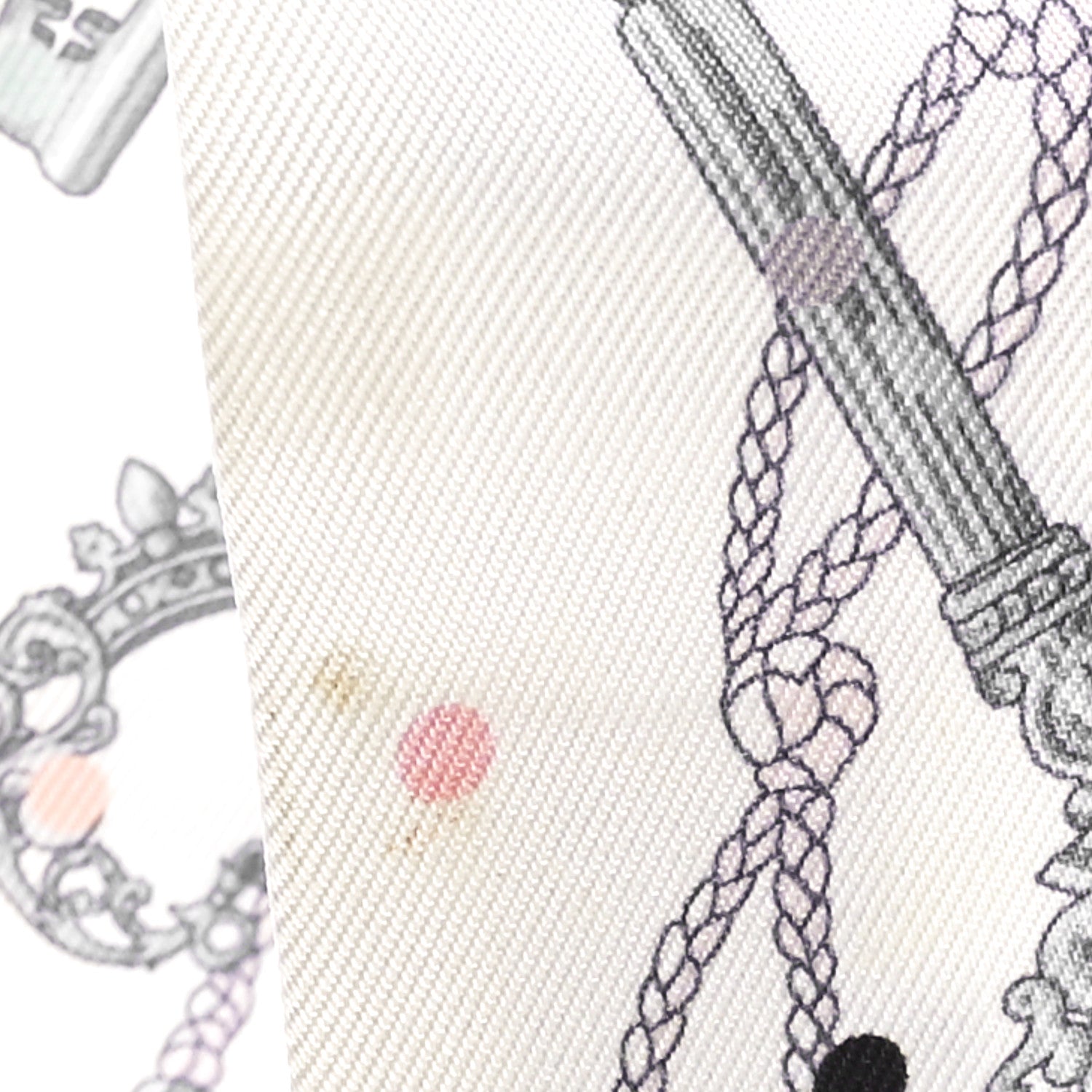 Hermes Silk Les Cles A Pois Twilly White Gris Acier 4 of 4