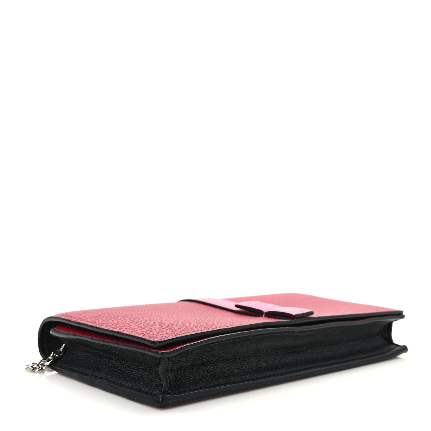 Loewe Grained Calfskin Anagram Wallet on Chain Raspberry Wild Rose 4 of 12