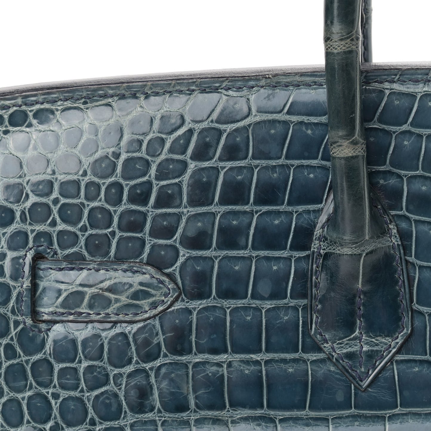 Shiny Porosus Crocodile Birkin 35 Bleu Roi