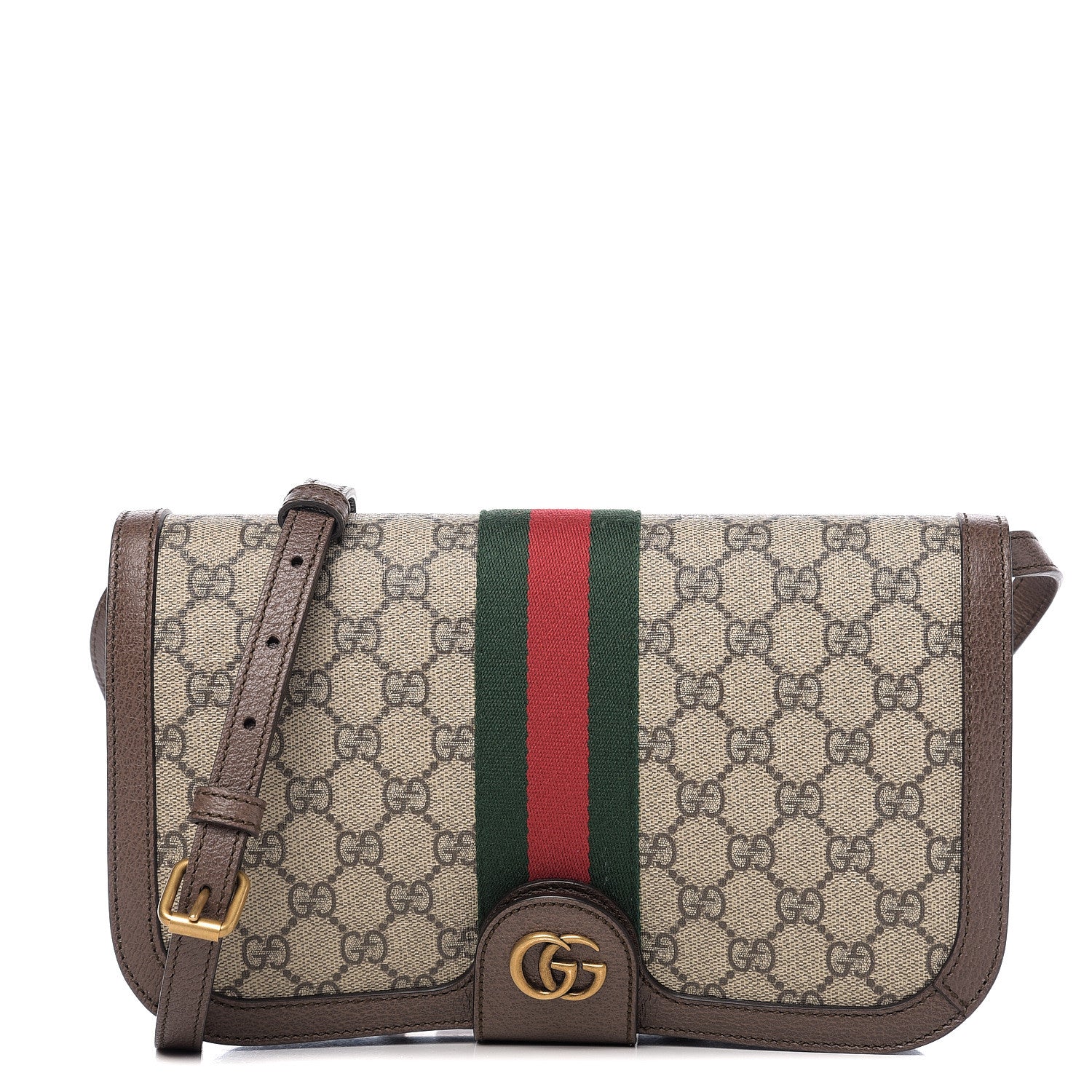 Gucci GG Supreme Monogram Web Ophidia Flap Messenger Bag Beige New Acero 1 of 9