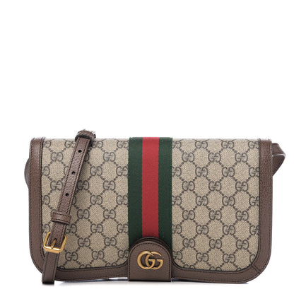 Gucci GG Supreme Monogram Web Ophidia Flap Messenger Bag Beige New Acero 1 of 9