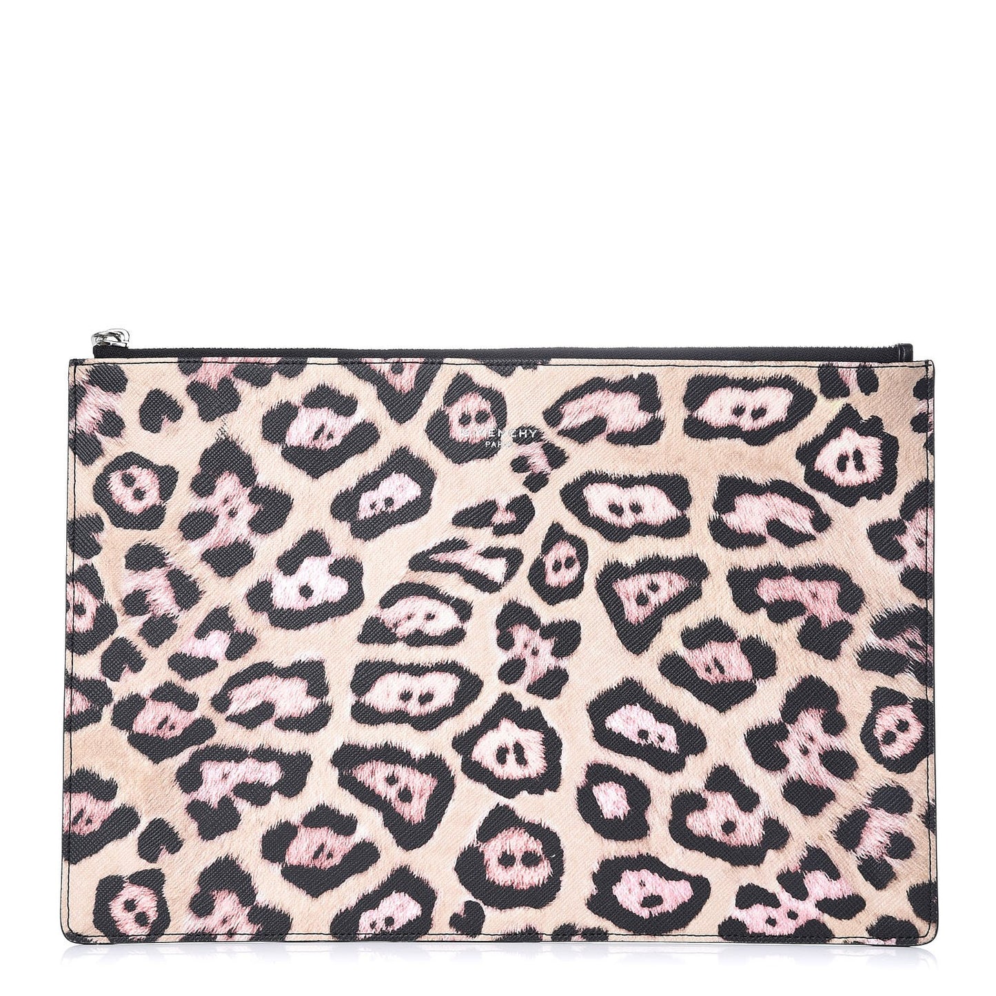 Coated Canvas Jaguar Print Zip Pouch