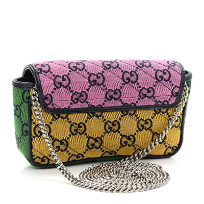 Gucci Monogram Multicolor Matelasse Diagonal Super Mini GG Marmont Shoulder Bag Pink Blue Red Yellow Green 3 of 10