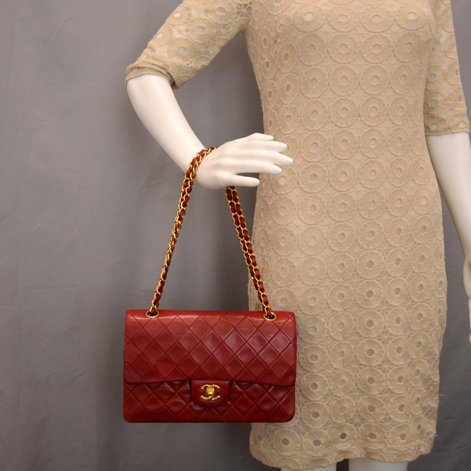 Chanel Lambskin Quilted Medium Double Flap Red 2 of 10