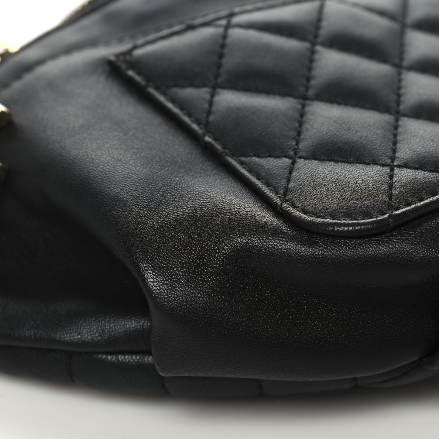 Lambskin Quilted Waist Bag Fanny Pack Black