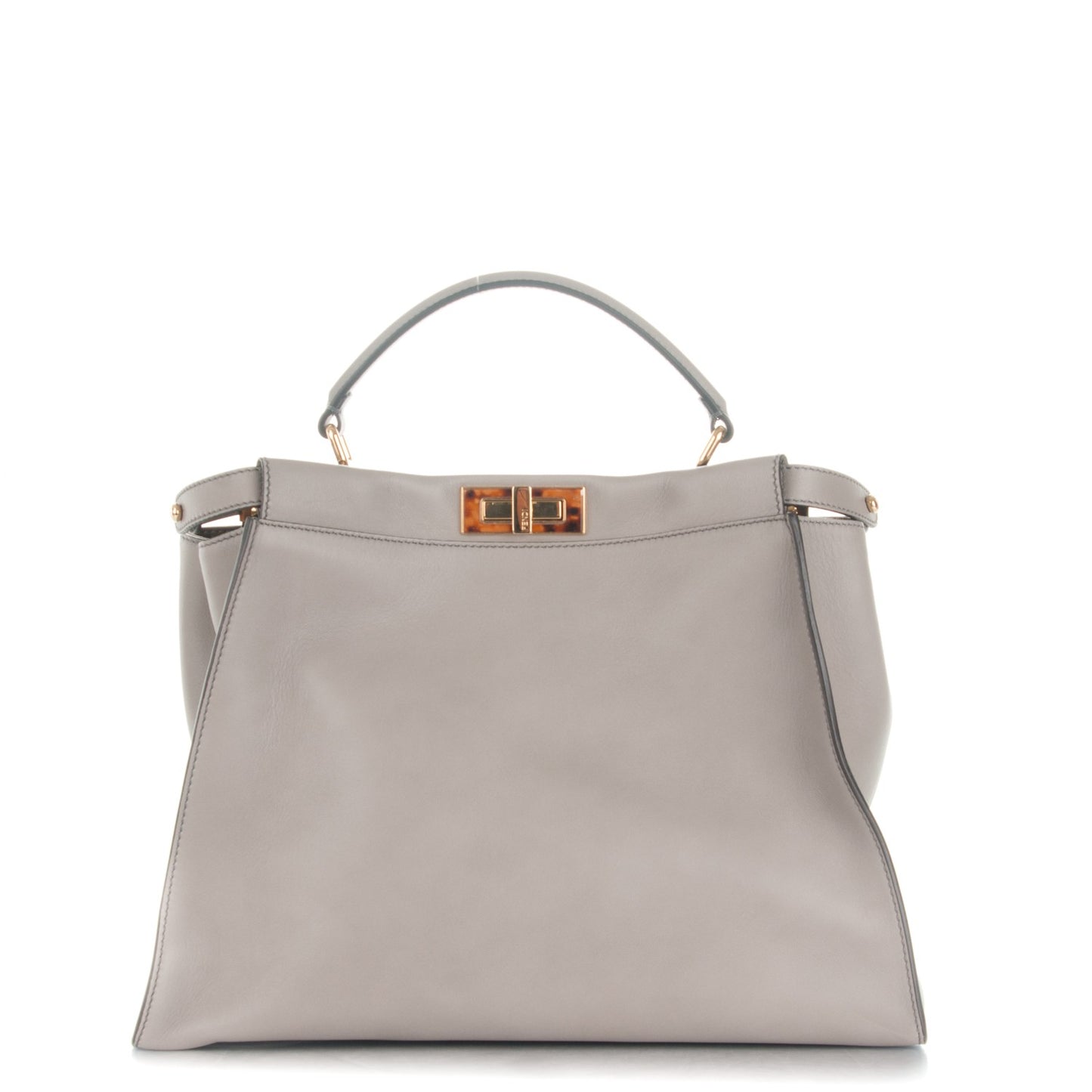 Vitello Seta Suede Plexiglass Tortoise Large Peekaboo Iconic Satchel Asfalto Marrone