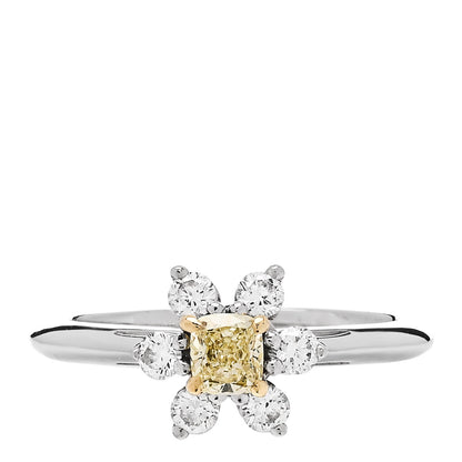 Tiffany Platinum 18K Yellow Gold Fancy Yellow Diamond .25ct Buttercup Ring 49 4.75 1 of 7