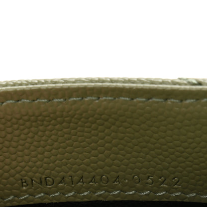 Saint Laurent Grain De Poudre Matelasse Chevron Small Monogram Envelope Wallet Light Sage 7 of 9